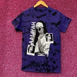 Aaliyah Tie dye RNB Purple Retro Style Tshirt size Extra Small
